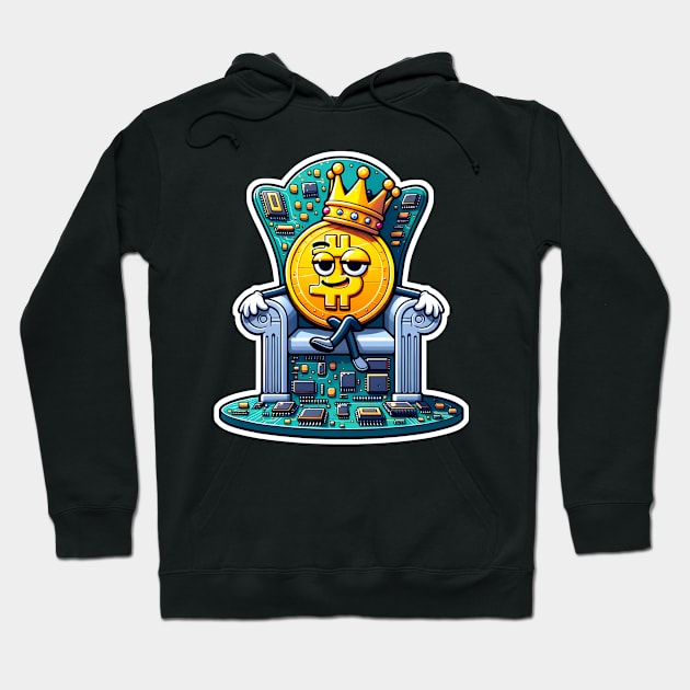 Crypto Royalty: The Bitcoin Monarch Hoodie by Doming_Designs